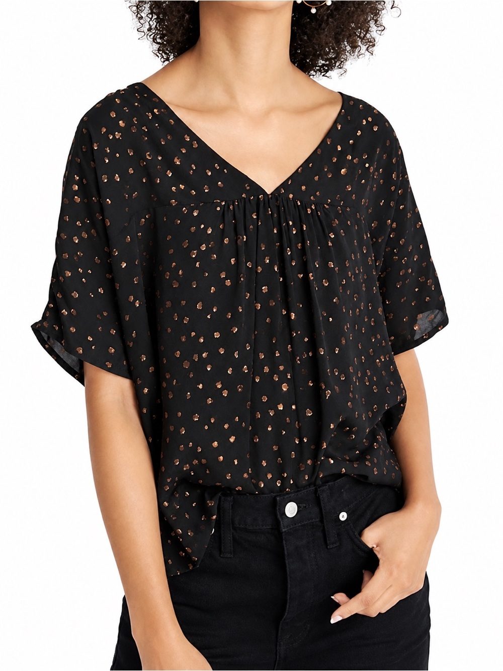 Madewell metallic polka dot top, small